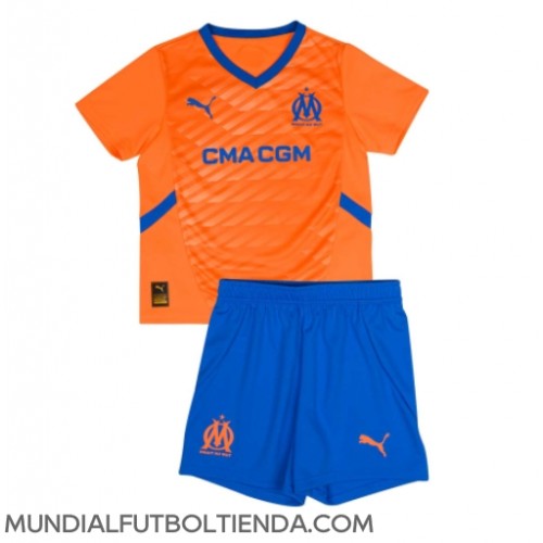 Camiseta Olympique de Marseille Tercera Equipación Replica 2024-25 para niños mangas cortas (+ Pantalones cortos)